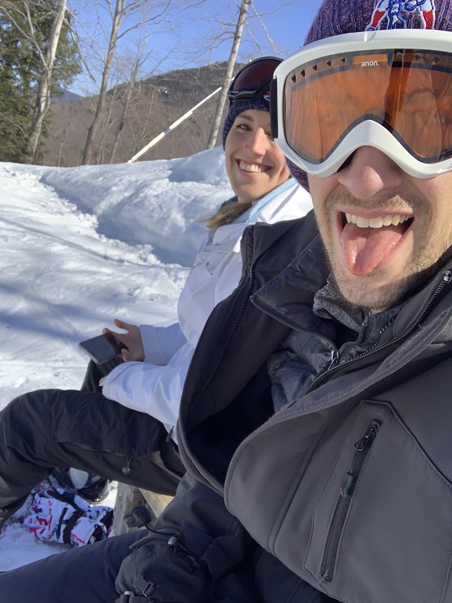 Max and Christie on a chair lift